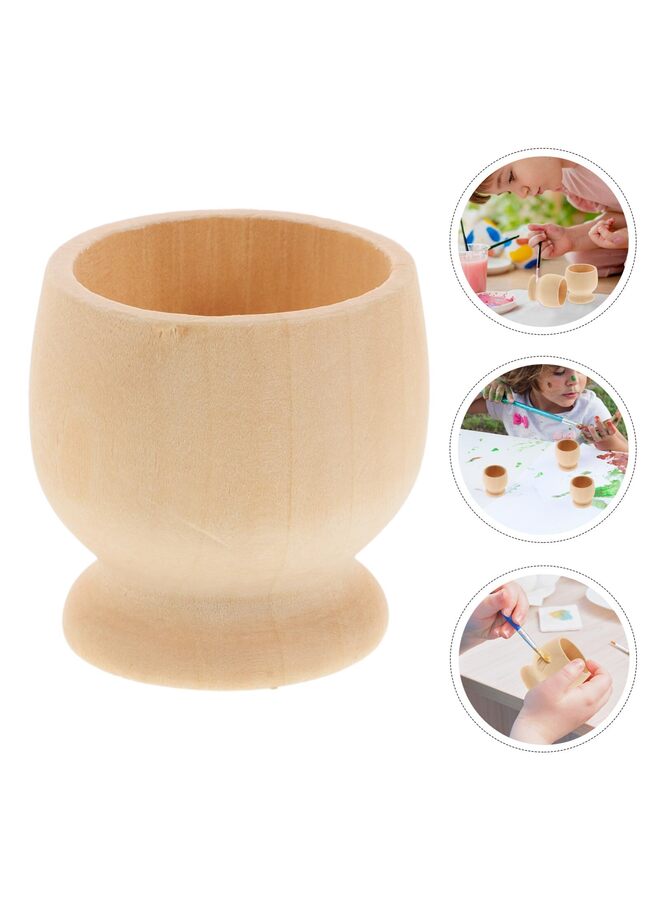 يُسلِّم ٥ قطع من أكواب البيض، طقم أكواب بيض خشبية - حامل بيض مسلوق، كوب بيض عيد الفصح، ديكور خشبي غير مكتمل يمكنك صنعه بنفسك، فنون وحرف يدوية للأطفال، لعبة عيد الفصح، حامل بيض خشبي للشاطئ - Image 3